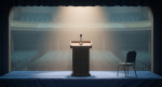 Empty podium representing political nomination
