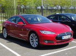 Tesla Model S at sunset